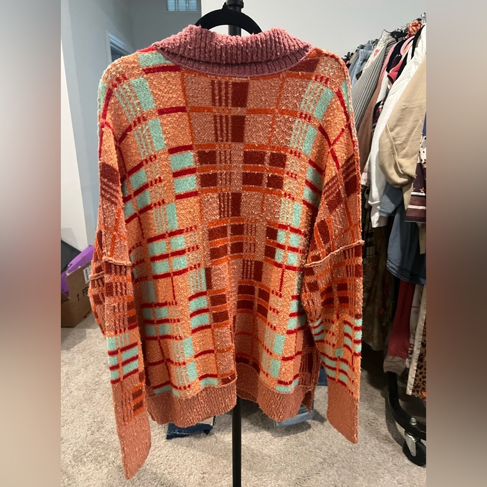 Free People Oversize Ruben Sweater Autumn Sunset Combo, SMALL NWT - Picture 5 of 7